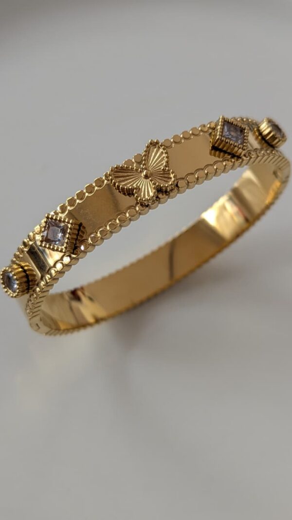 18K Gold Plated Butterfly White Crystal Hand Cuff