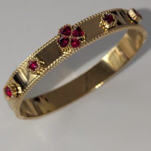 18K Gold Plated Maroon Crystal Hand Cuff