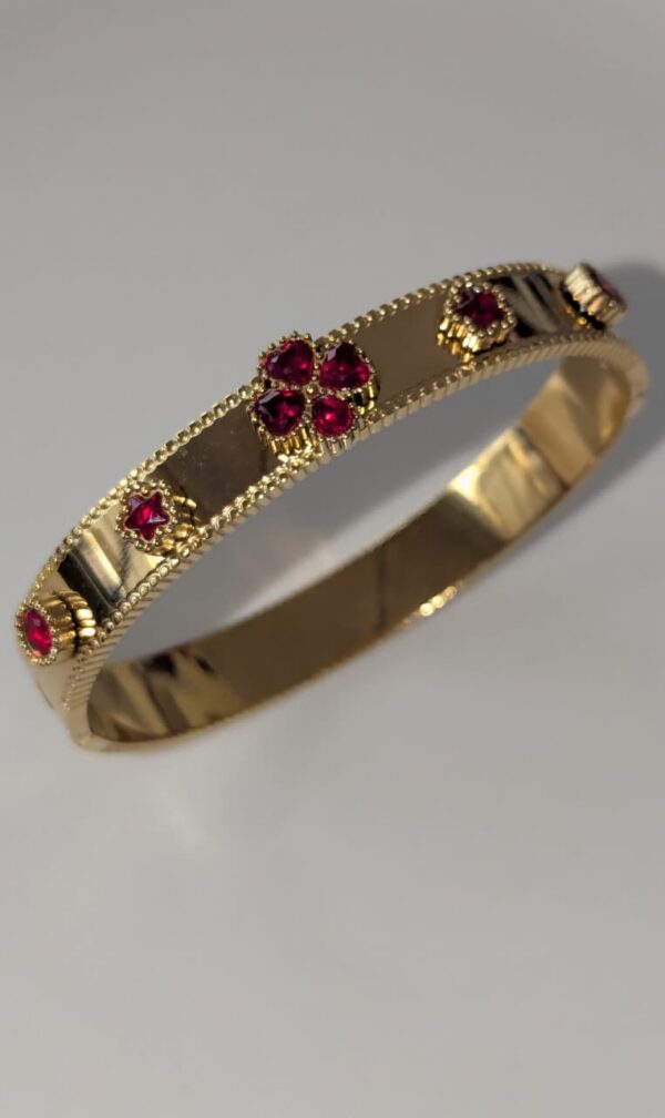 18K Gold Plated Maroon Crystal Hand Cuff