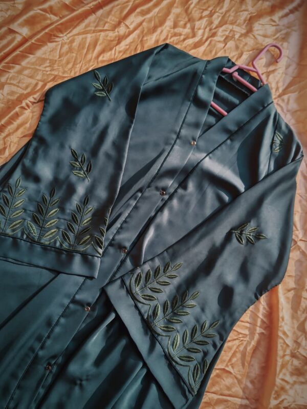 Embroidered Deep Blue Green Abaya