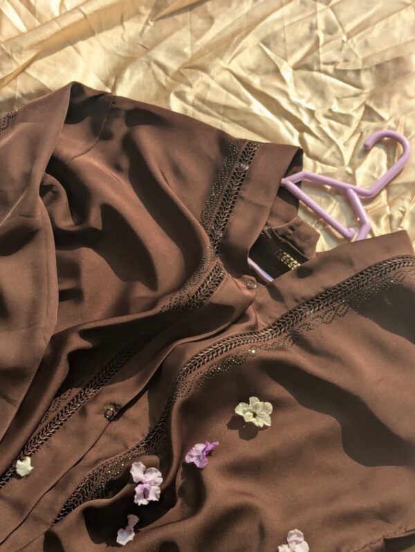 Brown Abaya With Lovely Lace Work
