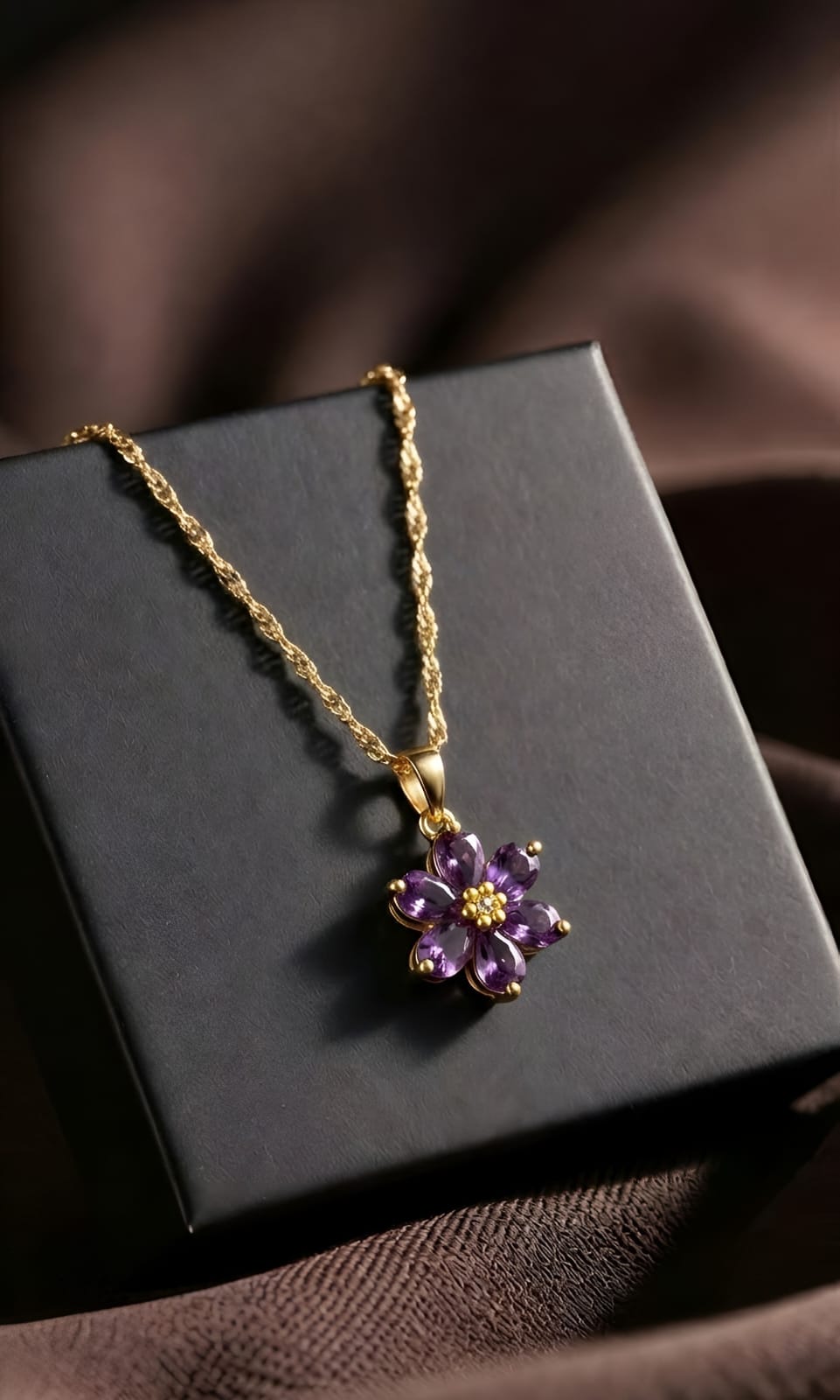 Purple Crystal Gold Pendant - Image 2