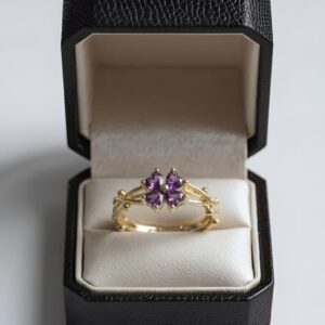 Purple Floral Crystal Ring