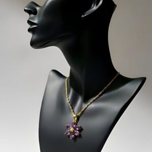 Purple Crystal Gold Pendant