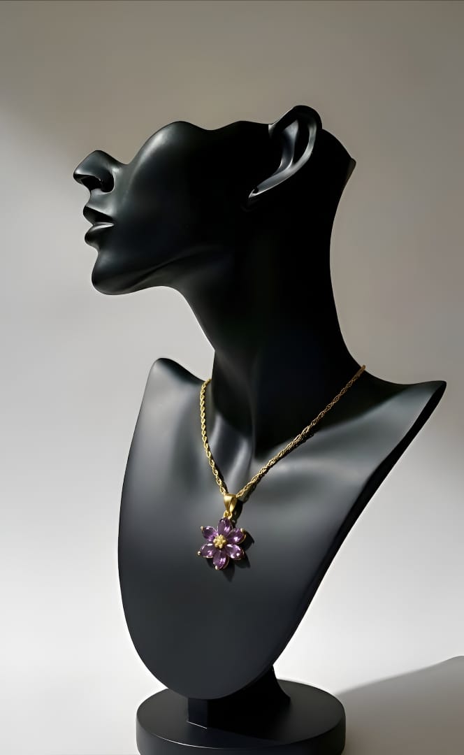 Purple Crystal Gold Pendant