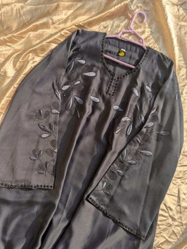 Grey Embroidered Abaya